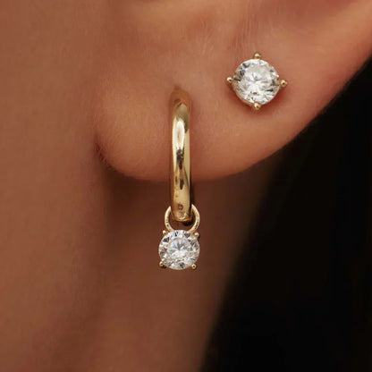 14k Gold Moonbeam Gemstone Hoop Earrings