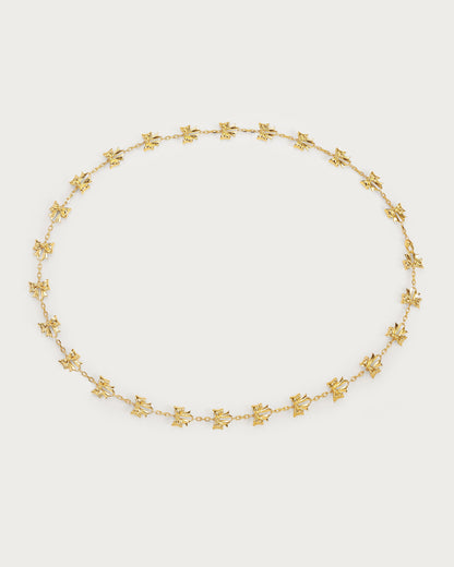 Bow Lariat Long Necklace in Gold