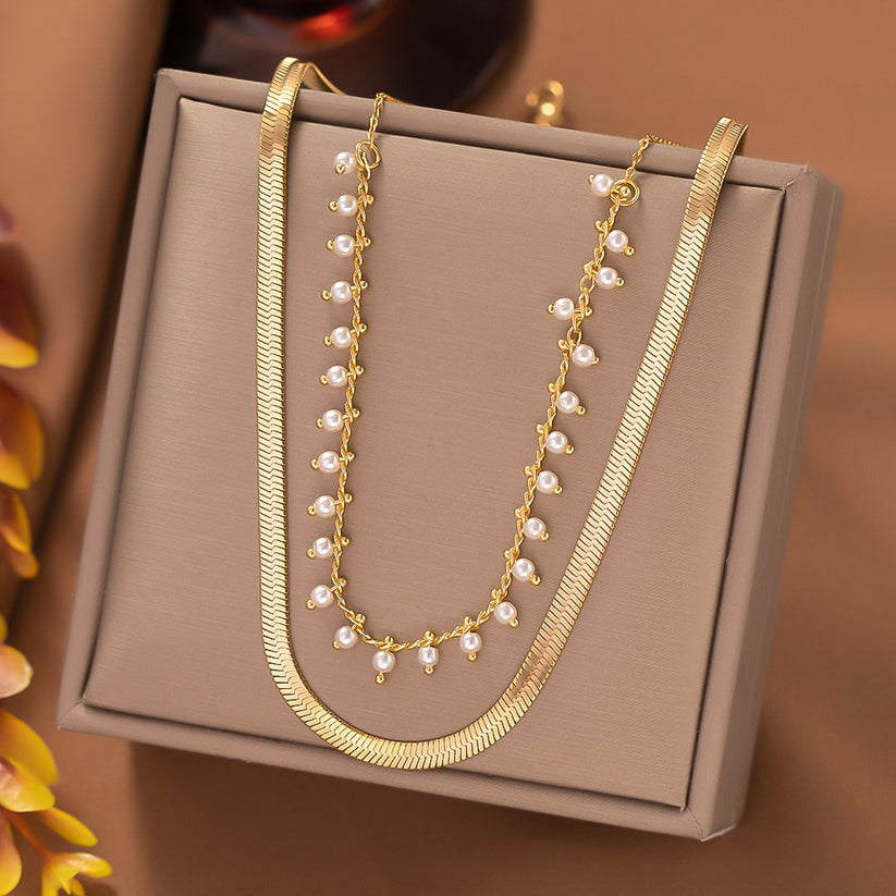 Luxury Snake Choker & Pearl Jewelry Set | 18k Gold