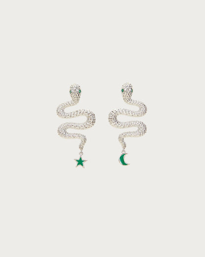Snake Earrings in Silver