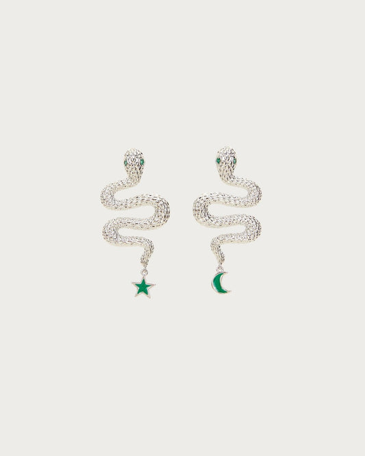 Snake Earrings in Silver