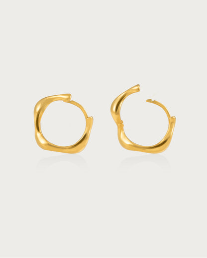 Gold Wave Hoop Earrings