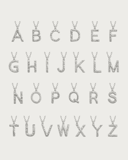 Textured Initial Letter Necklace in Silver
