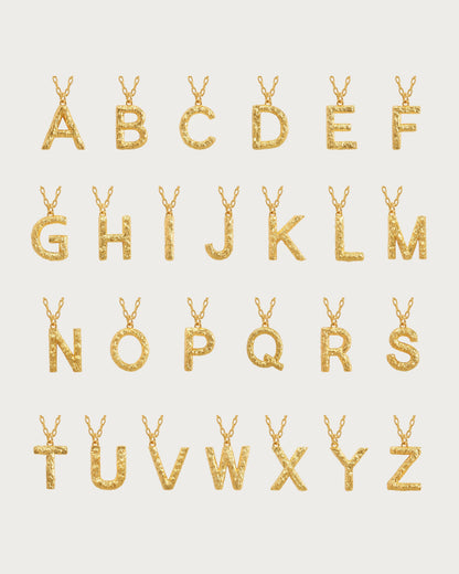 Textured Initial Letter Necklace